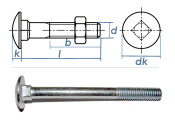 M12 x 70mm Torbandschrauben DIN603 Stahl verzinkt (1 Stk.)