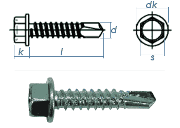 6,3 x 45mm Bohrschrauben Sechskantkopf DIN7504 Stahl verzinkt (10 Stk.)