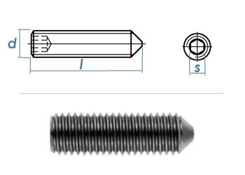 M3 x 5mm Gewindestift Spitze DIN914 Edelstahl A2 (10 Stk.)