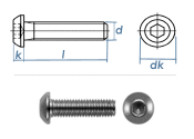 M10 x 35mm Linsenflachkopfschraube ISK ISO7380 Edelstahl...