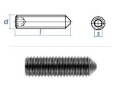 M6 x 10mm Gewindestift Spitze DIN914 Edelstahl A2 (10 Stk.)