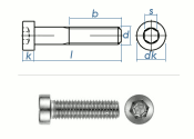 M8 x 45mm Zylinderschraube DIN7984 Edelstahl A2  (1 Stk.)