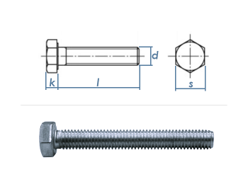 M6 x 30mm Sechskantschrauben DIN933 Vollgewinde Stahl verzinkt FKL8.8 (10 Stk.)